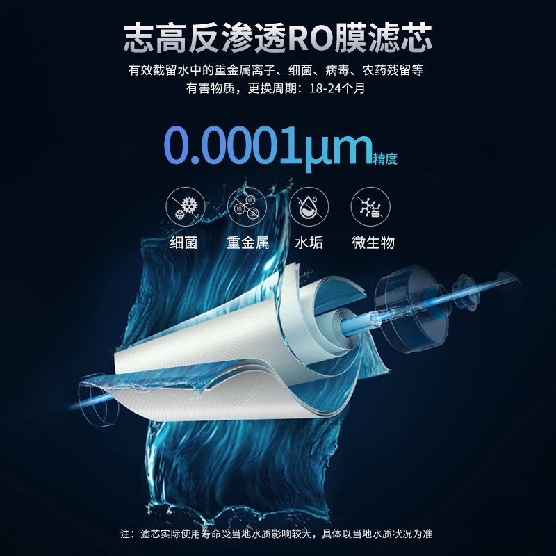 志高（CHIGO）净水器家用直饮厨下式RO反渗透过自来水净水机低废水纯水机W9-9