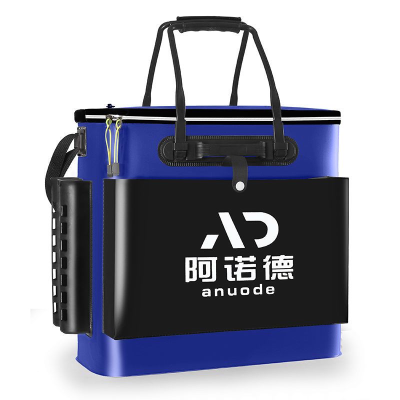 鱼箱钓箱装鱼桶加厚鱼护桶一体多功能钓鱼桶大号活鱼桶折叠渔具包 特惠款[42cm黑色]无隔层无侧兜