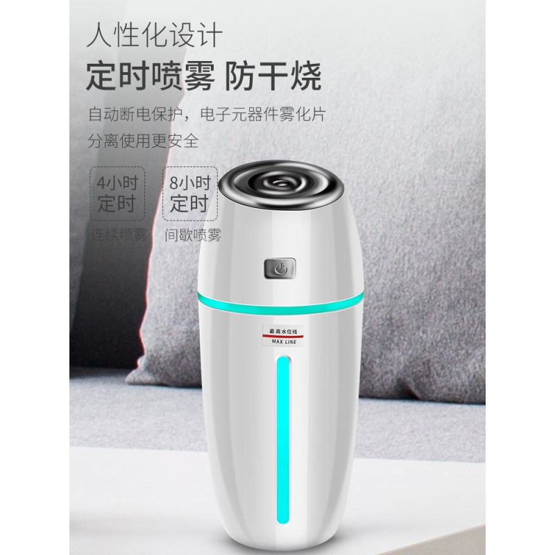 汽车香薰蒸汽加湿器车上保湿喷雾车内车用清新空气净化器空调车载 [黑色+黑色]送6瓶香水