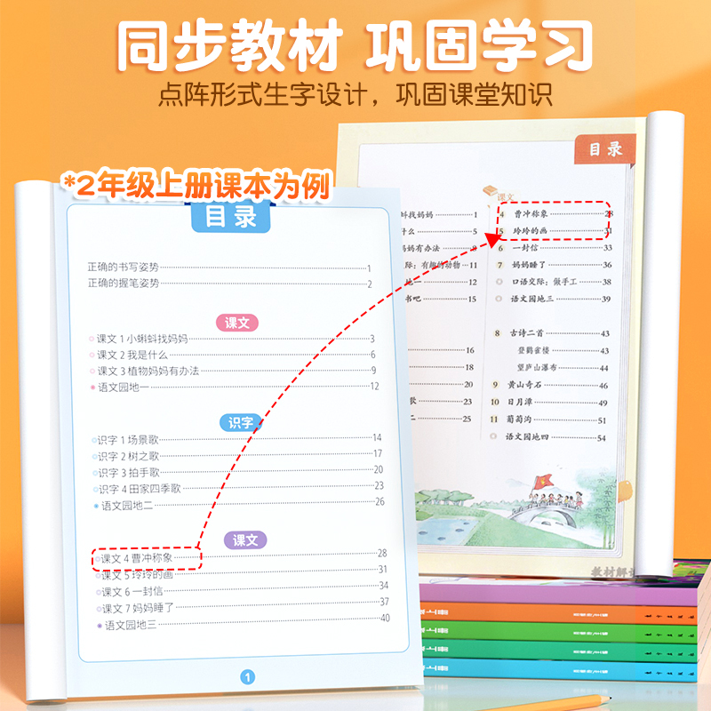 [六年级上册]练字帖+阅读理解 [正版]点阵控笔训练字帖一年级二年级三年级上册语文同步练字帖小学生每日一练人教版四五六年