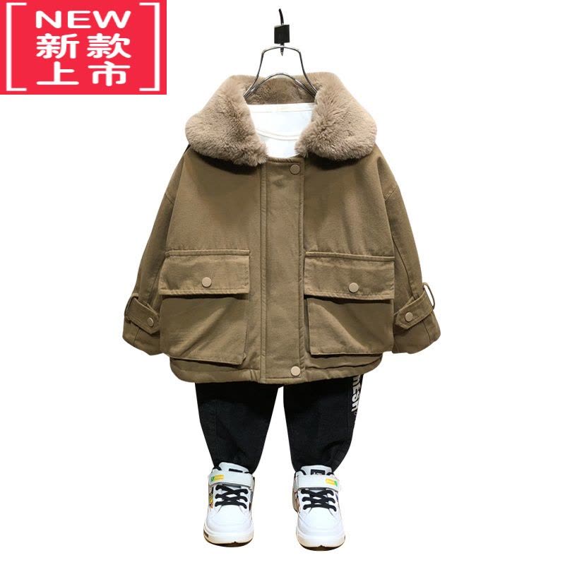 可莉允男童冬装加绒外套2022年新款冬季加厚派克服男孩棉服秋冬款洋气潮图片