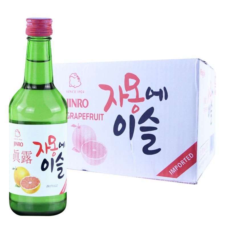 真露(JINRO)烧酒 韩国进口13° 西柚味 360ml*2瓶 整箱装