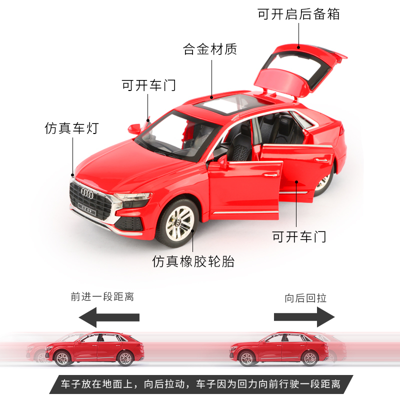 1:28仿真越野车汽车模型男孩玩具车儿童小汽车模摆件合金玩具车 黑色