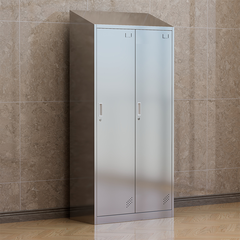 臻远ZY4111402 304不锈钢斜顶更衣柜二门更衣柜900*420*1800/1950mm高清大图