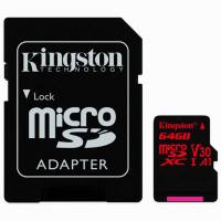 金士顿(Kingston)64GB TF卡(Micro SD) 存储卡U3 4K, 读100MB/s写80MB/s