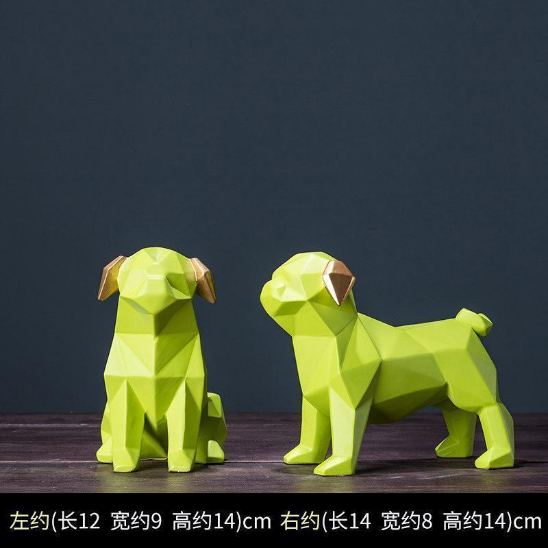 美帮汇加设计师作品《几何狗》摆件北欧风格客厅书房酒柜装饰品摆设高清大图