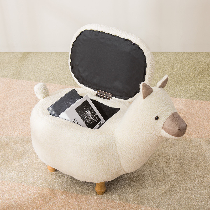 儿童凳子闪电客可爱动物凳羊驼矮凳创意设计师家具卡通小羊脚凳