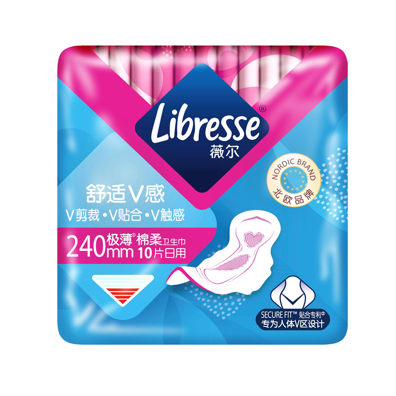Libresse薇尔舒适V感240日用极薄棉柔卫生巾240mm*10片