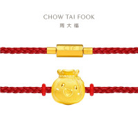 周大福蛇年生肖钱袋蛇足金吊坠女黄金转运珠男生日礼物 R35962