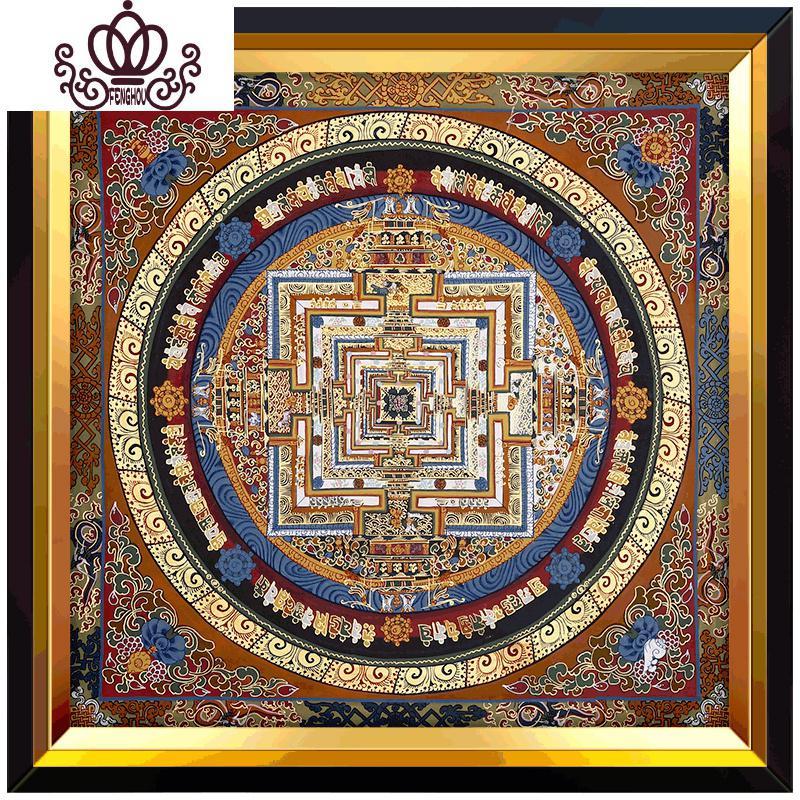 现代中式尊贵轻奢客厅贴钻十字绣玄关书满钻版60x60厘米5d魔方圆钻