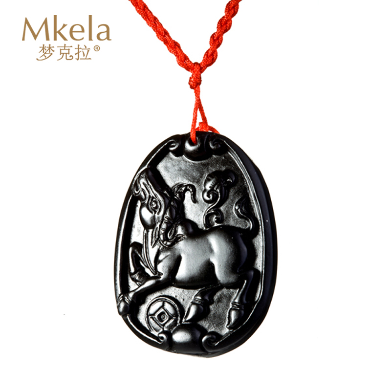 梦克拉Mkela 砭石项链吊坠 十二生肖牛吊坠高清大图