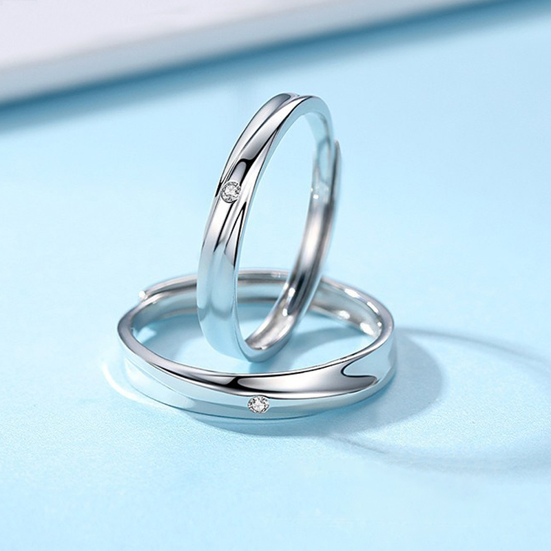 BF璀尚珠宝 青梅竹马 情侣对戒男女银戒指S925银竹节开口戒指 BFZJ0002高清大图