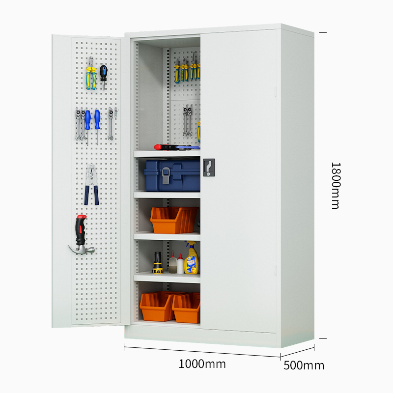 振奥 工具柜重型工具柜五金零件柜多功能加厚车间置物柜 1800x1000x500mm/台(五层调节带挂板灰白)
