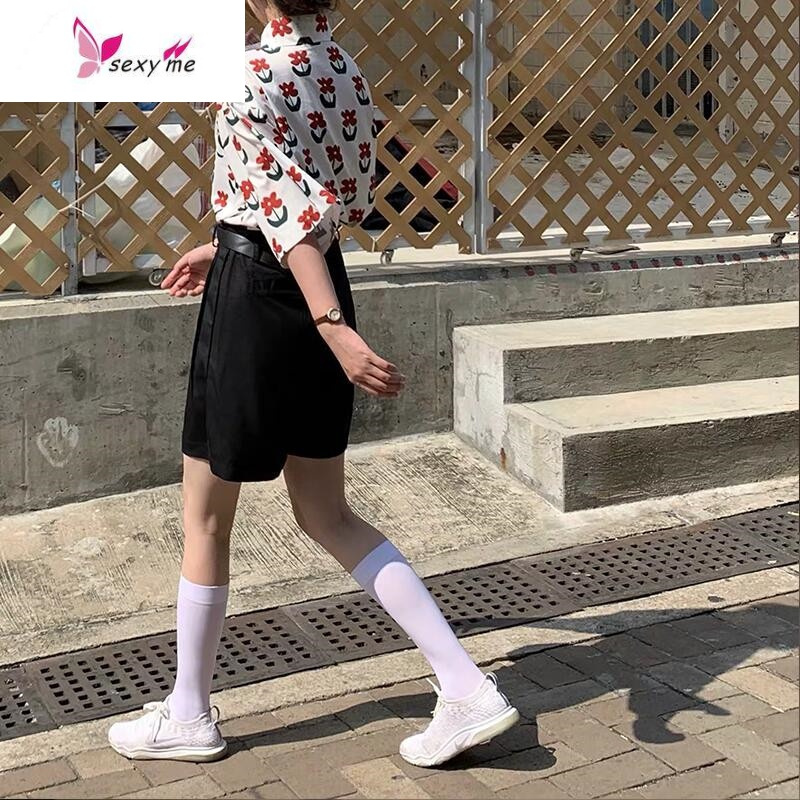 日系ins透明袜子女潮夏季丝袜超薄隐形及膝中长筒袜JK白色小腿袜 FISH BASKET丝袜