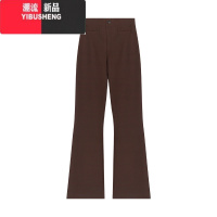 YIBUSHENG黑色气质微喇叭裤西装裤休闲裤女春季高腰显瘦拖地长IG S 咖色