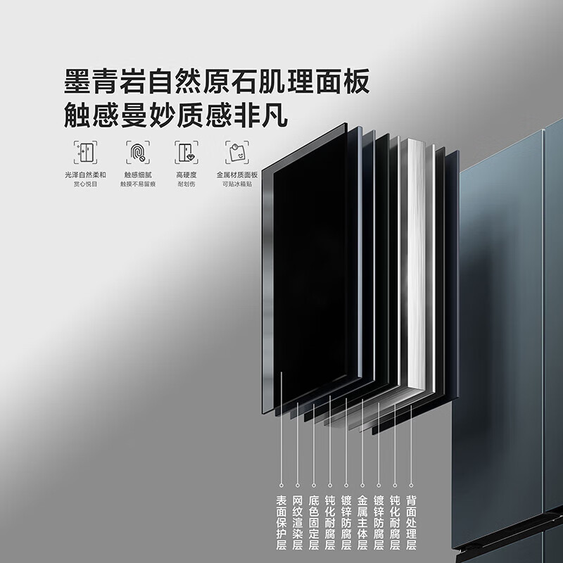 小米米家60cm薄485升平嵌 BCD-485WMBI 十字对开四开门超薄嵌入式冰箱 家用变频一级能效大容量底部散热