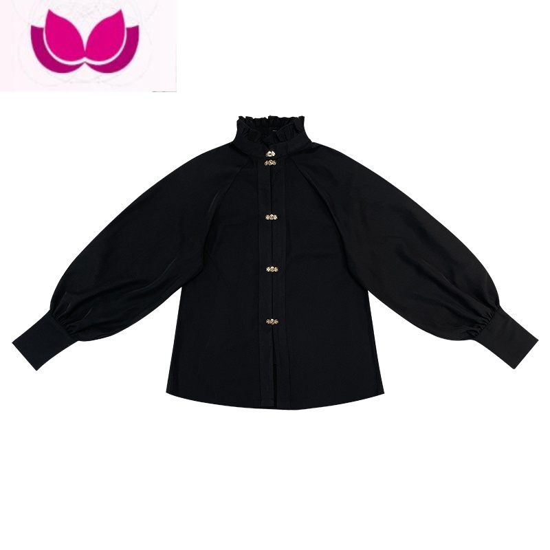 七斓三翎【夜荷】明制黑色织金马面裙改良短款通勤汉服女套装长款 S 黑色改良对襟衫