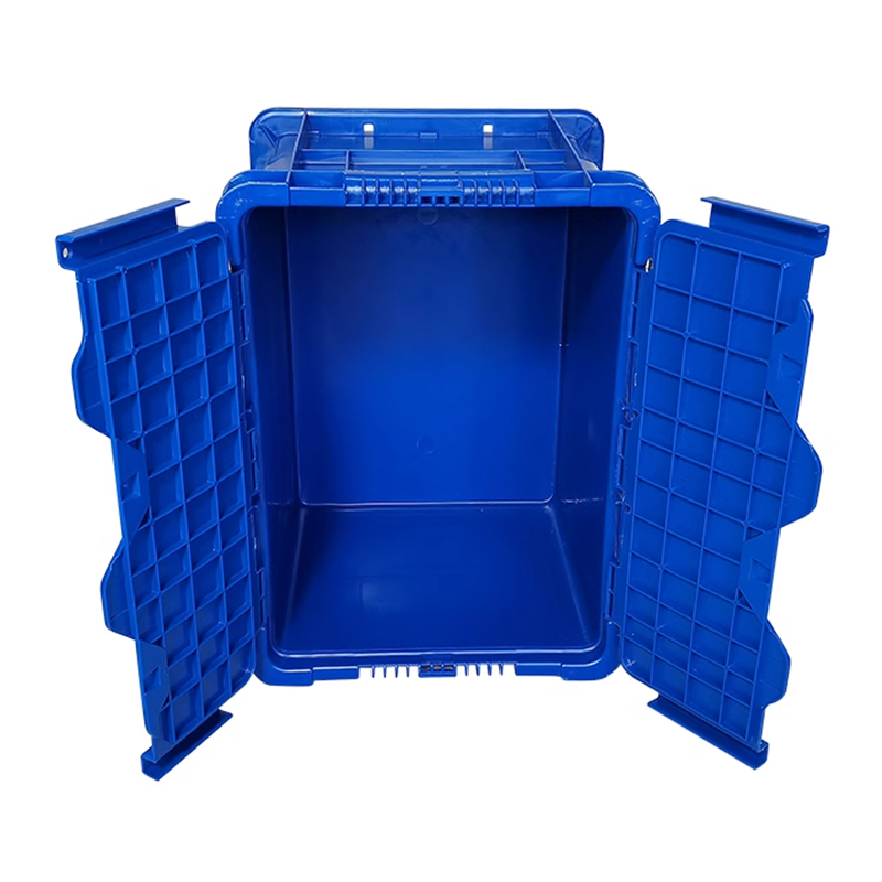 臻远ZY-SNXD-133斜插翻盖物流箱收纳周转箱带盖子 2号箱蓝色高清大图