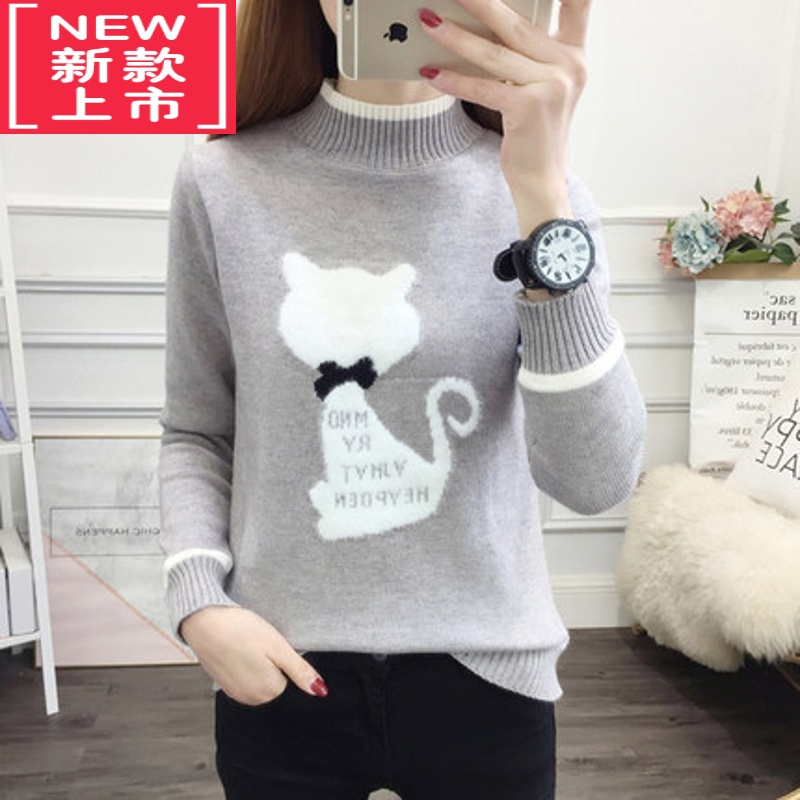 可莉允12岁大童女孩秋冬装圆领毛衣13高初中学生15岁针织打底衫保暖上衣