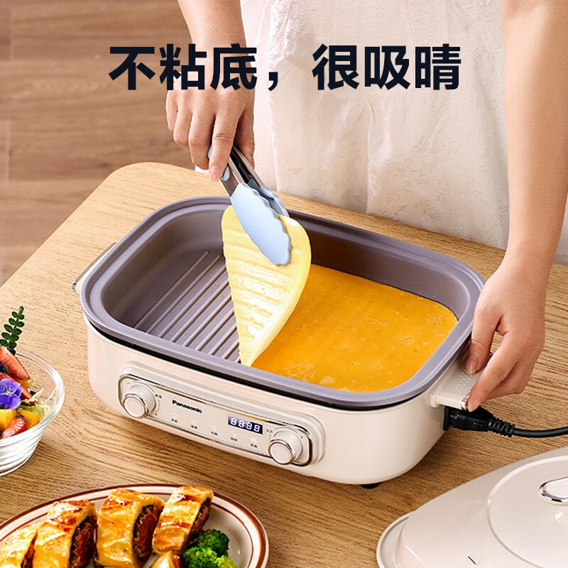 松下(Panasonic) 多用途锅电炒锅电蒸锅电煮锅电火锅专用锅家用不粘多功能锅多功能料理锅鸳鸯锅 NF-MP400高清大图