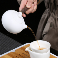 苏氏陶瓷中国白白玉瓷功夫茶具茶壶茶杯套装象牙白侧把壶六杯套装