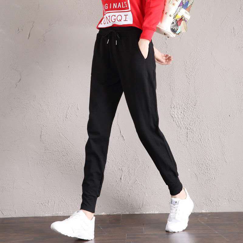 秋冬新款运动裤女韩版宽松显瘦大码高腰哈伦裤高清大图