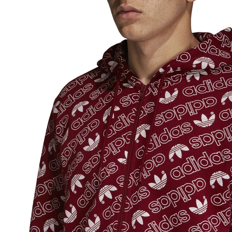 阿迪达斯(adidas)三叶草MONOGRAM舒适男士连帽运动夹克外套DH4783