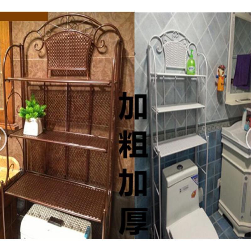 卫生间置物架马桶架子浴室置物架洗手间厕所落地多层收纳架免打孔 三维工匠 2层138CM[加粗白色不配送挂钩高清大图