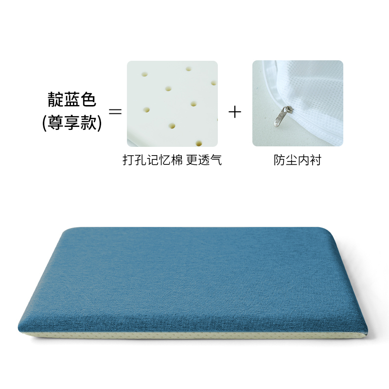 家柏饰(CORATED)椅子坐垫办公室久坐透气轻薄椅垫家用餐椅垫凳子垫子记忆棉座垫 尊享款-靛蓝色 45x45cm(有绑带)