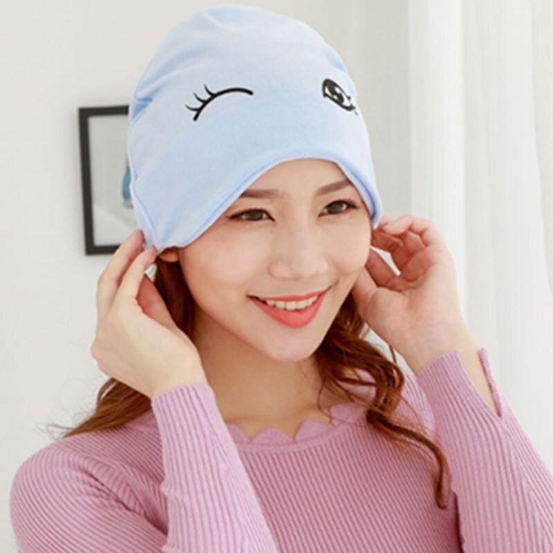 秋冬防风月子帽女士潮人产后保暖时尚睡帽可爱甜美卡通产妇帽青年妈妈
