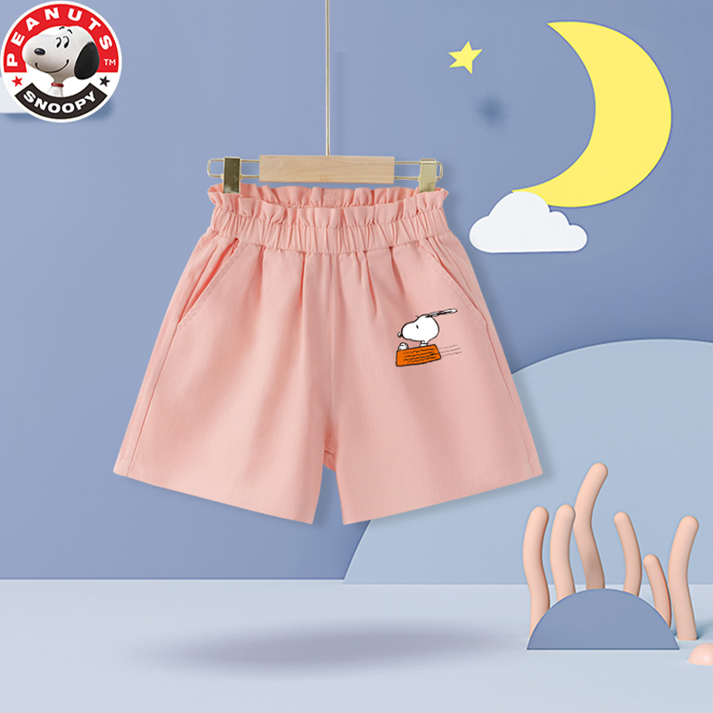 史努比(SNOOPY)儿童夏季短裤女童裤子纯棉宽松花苞腰女孩子休闲百搭外出裤23TV01