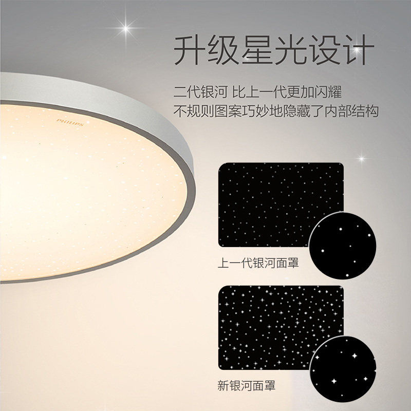 飞利浦（PHILIPS）吸顶灯卧室吸顶灯客厅书房现代简约LED调光调色吸顶灯 银河高清大图