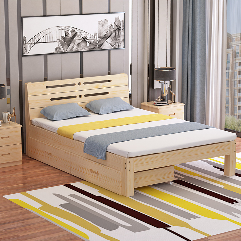 寻木匠实木床松木原木榻榻米双人成人单人床现代简约定做简易床视频