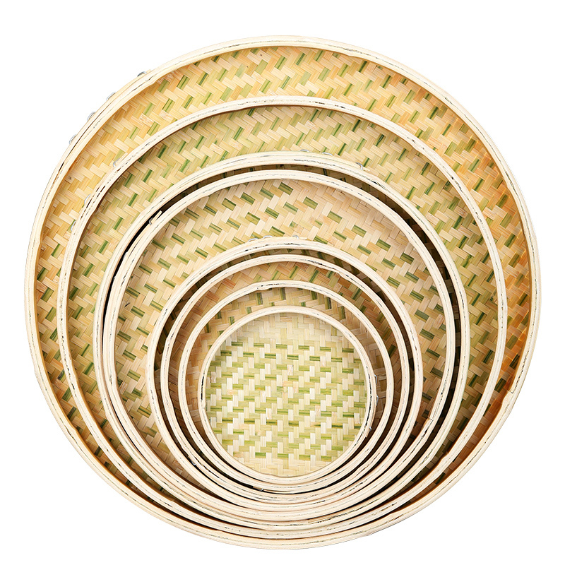手工竹编肠粉纳丽雅竹编蒸肠粉圆簸箕竹匾晾晒装饰簸箕