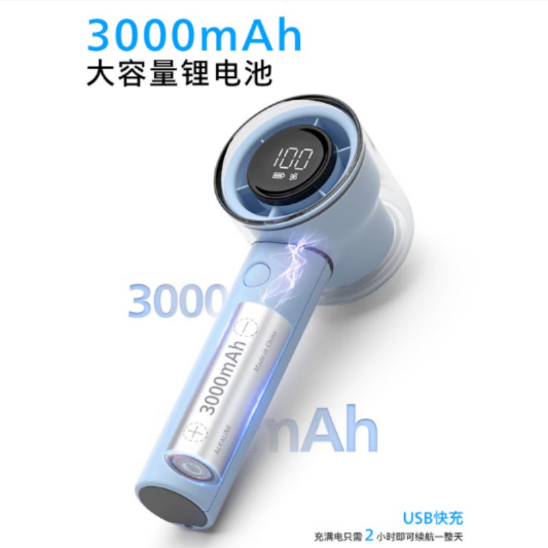飞利浦手持风扇长续航超高速大风力USB充电便携小风扇ACR3242BPF 远峰蓝高清大图
