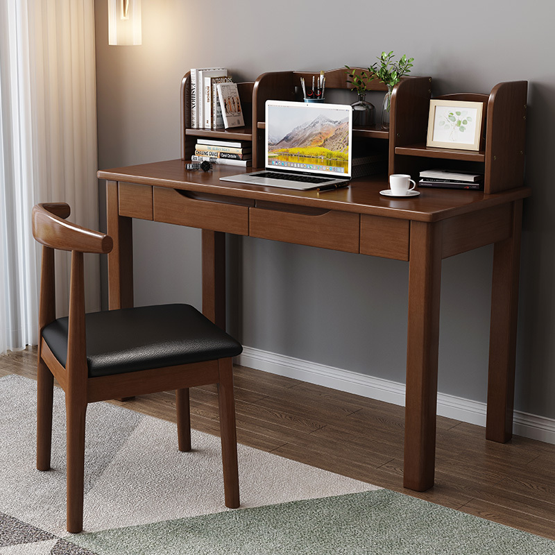 寻木匠北欧实木书桌书架组合简约家用写字桌子卧室学习桌电脑桌