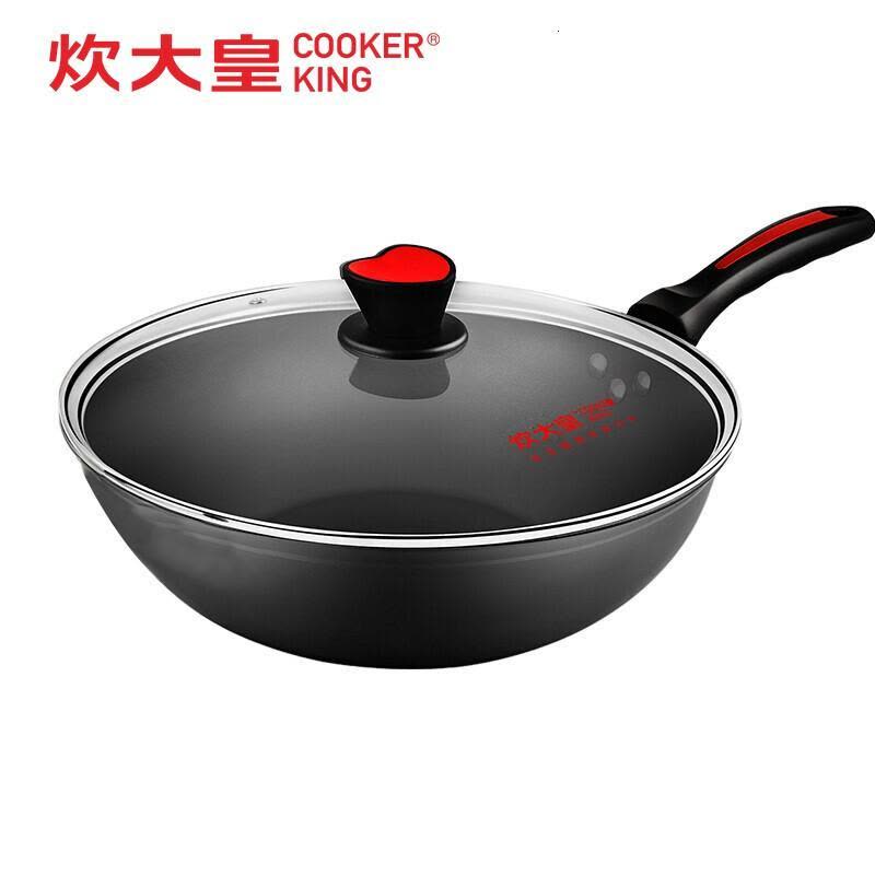 [新品]炊大皇炒锅不粘锅无油烟炒菜锅燃气电磁炉无烟锅不沾锅锅具32cm图片