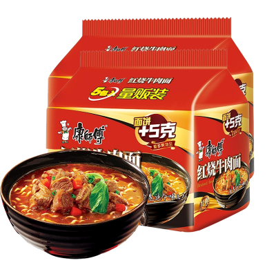 康师傅 经典红烧牛肉面五连包105g*5袋 /包（2包组）