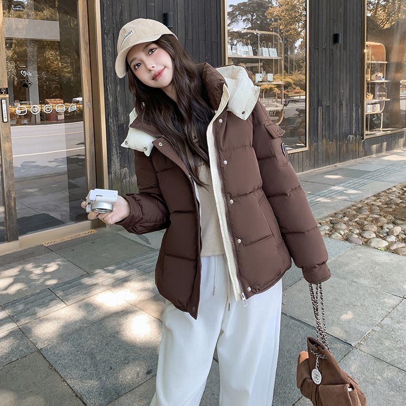 羽绒棉服棉衣短款2024冬季棉袄新款百搭韩版加厚连帽宽松时尚外套高清大图