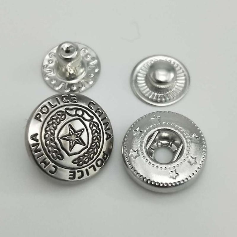 金属保安制服纽扣按扣肩扣常服外套纽扣衬衣扣治安巡逻五角星扣钮银色