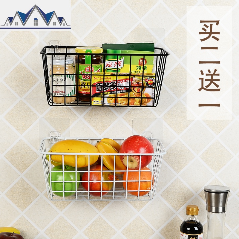 免打孔壁挂式厨房挂篮收纳墙面墙上墙壁挂墙蔬菜沥水篮置物架 三维工匠高清大图