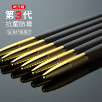 拾画 银离子抗菌合金筷 高档钛金设计防潮防滑筷子 不发霉耐高温家用餐具套装 10双装SH-6329