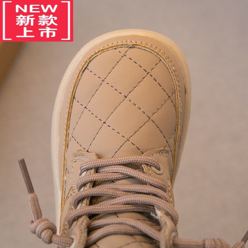 可莉允儿童靴子2022冬季新款男童鞋女童短靴二棉加绒皮靴洋气软底马丁靴图片