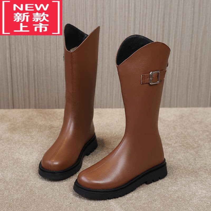 可莉允女童靴子2022秋冬新款儿童长靴小学生中大童长筒高筒靴二棉鞋冬靴图片