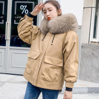 雪米贝奴 女皮草派克服獭兔毛内胆可拆卸狐狸毛大毛领短款皮草外套