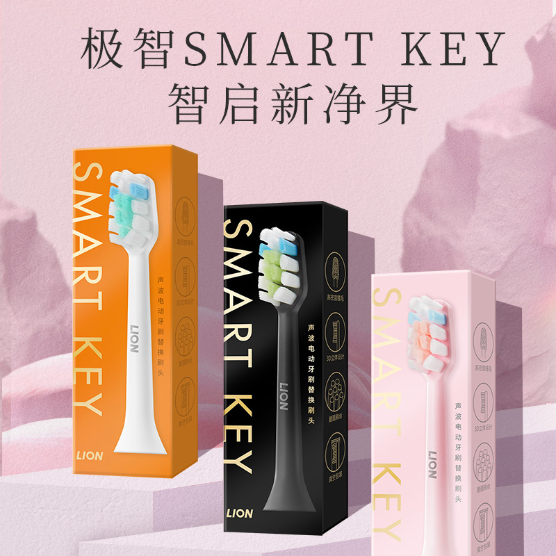 日本狮王电动牙刷替换头 SMART KEY磁悬浮 钻光刷通用版黑色