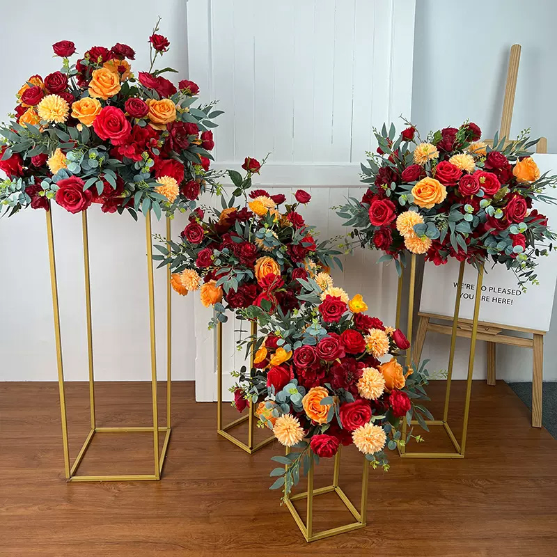 思唯美(sweet made) 婚庆路引花婚礼仿真花橘红迎宾路引花 60*40cm(不含架子)高清大图