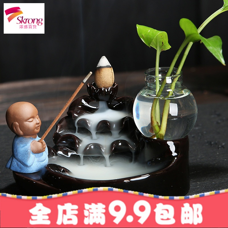 茶宠倒流香精品创意陶瓷可养招财紫砂小和尚家居办公禅意茶玩摆件