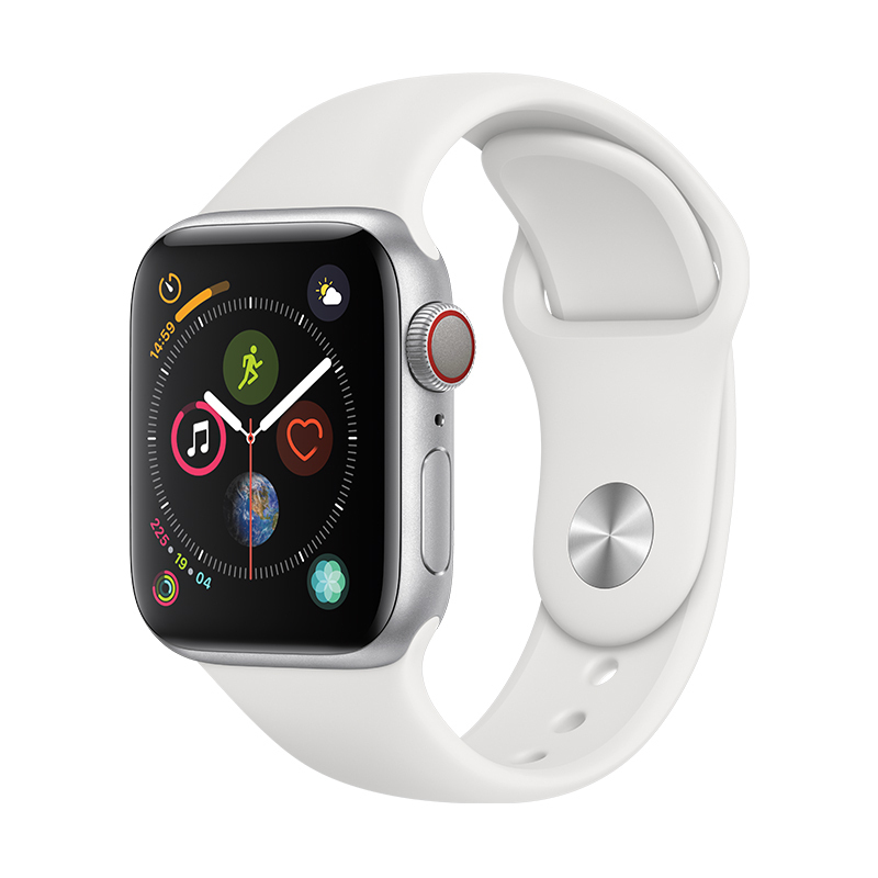 Apple Watch Series4 智能手表(GPS+ 蜂窝网络款 44毫米银色铝金属表壳 白色运动型表带)
