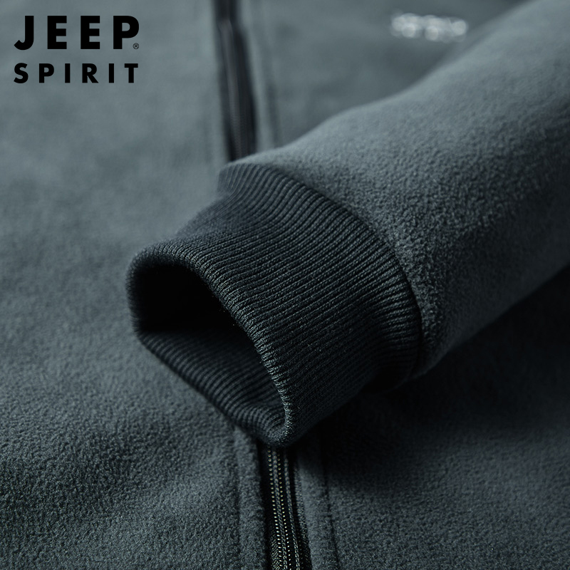 JEEP SPIRIT吉普男士夹克立领摇粒绒抓绒衣户外防风保暖运动开衫简约休闲抓绒夹克